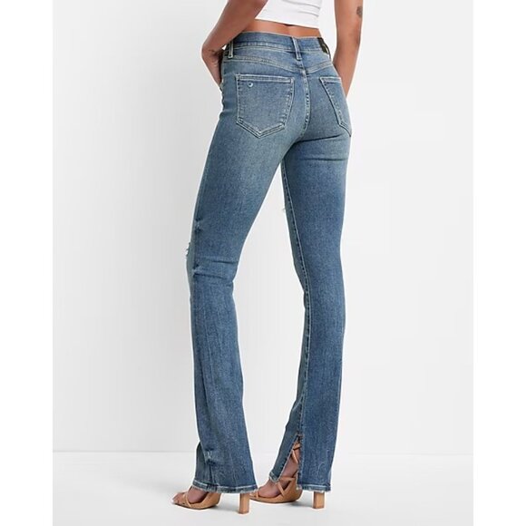 Express Mid Rise Medium Wash Ripped Skyscraper Jeans 14P - Picture 7 of 7